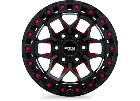 RTX Wheels ZION 17X9 5X127 ET-15 CB71.5 GLOSS BLACK MILLED RED