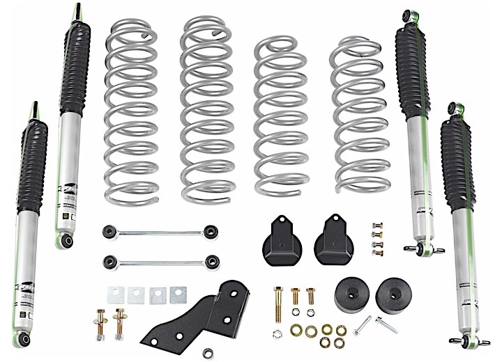 Rubicon Express 07-18 wrangler jk 4dr 2.5 in suspension lift kit standard springs w/ monotube shocks Main Image