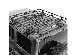 Smittybilt 18-c wrangler jl 4dr defender rack welded one-pc roof rack; textured black powder coat