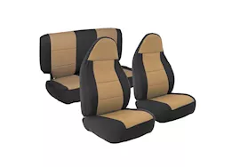 Smittybilt 97-02 tj neoprene front and rear seat cover kit; black/tan