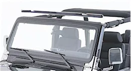 Smittybilt 97-06 wrangler tj/lj quick detach windshield header; gloss black