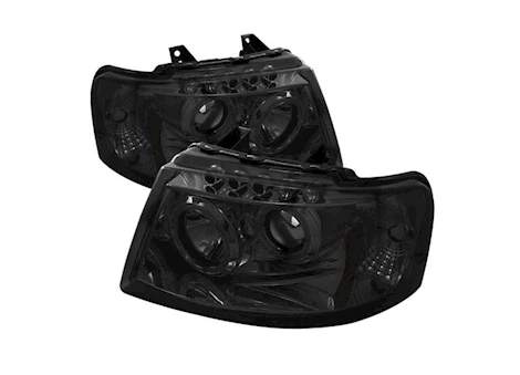 Spyder Automotive 03-06 expedition projector headlights-led halo-led ( replaceable leds )-smoke Main Image