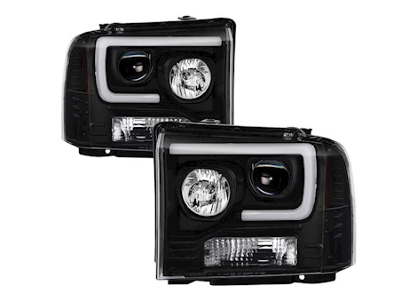 Spyder Automotive 05-07 f250/350/450 sd light bar projector headlights-black driver/passenger Main Image