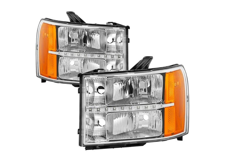 Spyder Automotive 07-13 SIERRA HEADLIGHTS WITH DAYTIME LED RUNNING LIGHT-CHROME DRIVE/PASS