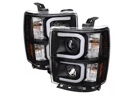 Spyder Automotive 14-15 silverado 1500 projector headlights-light bar drl-black-high h1(included)- drive/pass