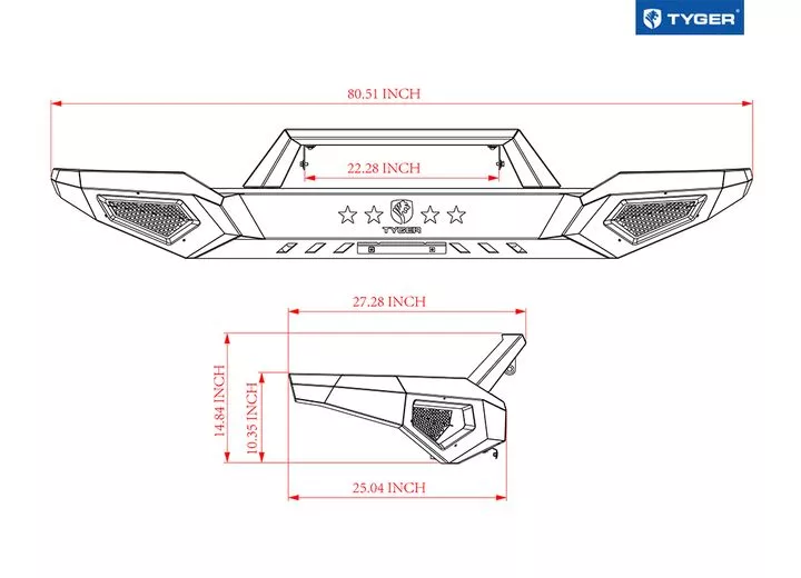 Tyger Auto 16-18 silverado 1500 tyger fury front bumper kit txt black rock crawler