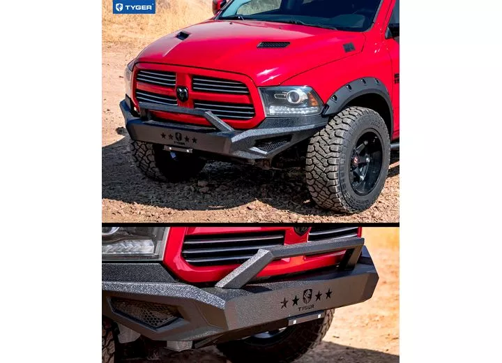 Tyger Auto 13-18 ram 1500(excl rebel/warlock)(19-21 classic)tyger fury front bumper kit txt blk rock crawler