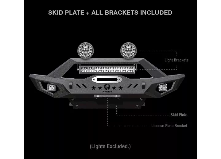 Tyger Auto 07-c wrangler(excl diesel/hybrid)20-c gladiator tyger fury front bumper kit w/skid plate txt blk