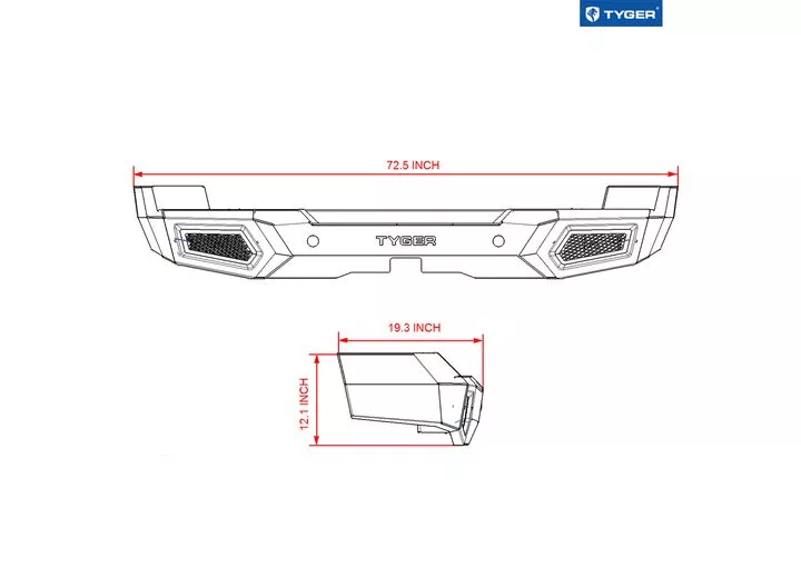 Tyger Auto 07-14 fj cruiser full width black powder coated rear hd bumper