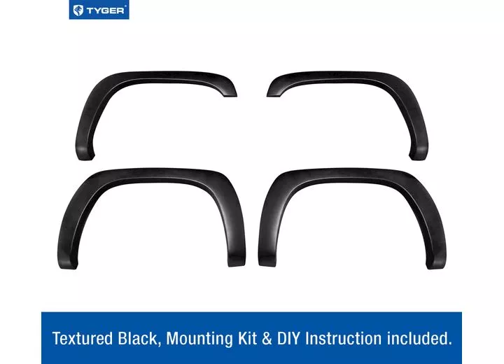 Tyger Auto 99-07 silverado/sierra txt matte blk paintable factory style fender flare set,4 piece