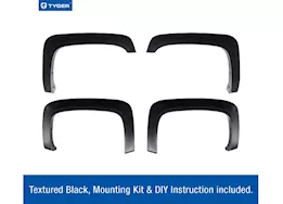 Tyger Auto 07-13 silv 1500/2500/3500 paintable fine-txt matte blk factory style fender flare,4pc