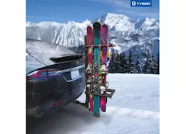 Tyger Auto Folding hitch-mounted ski/snowboard rack 6 pair skis or 4 snowboards