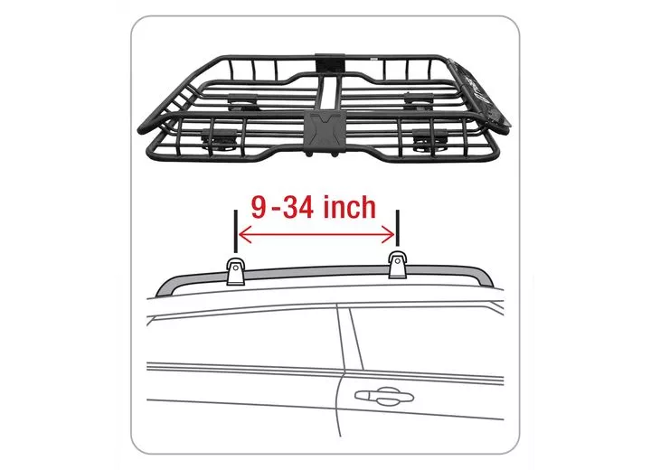 Tyger Auto Heavy duty roof mounted cargo basket rack l47in x w37in x h6in w/wind fairing