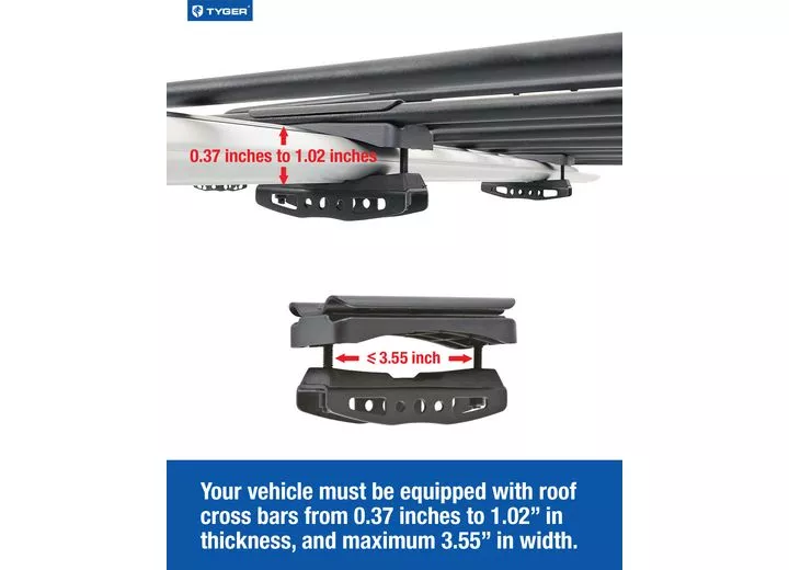 Tyger Auto Heavy duty roof mounted cargo basket rack l47in x w37in x h6in w/wind fairing