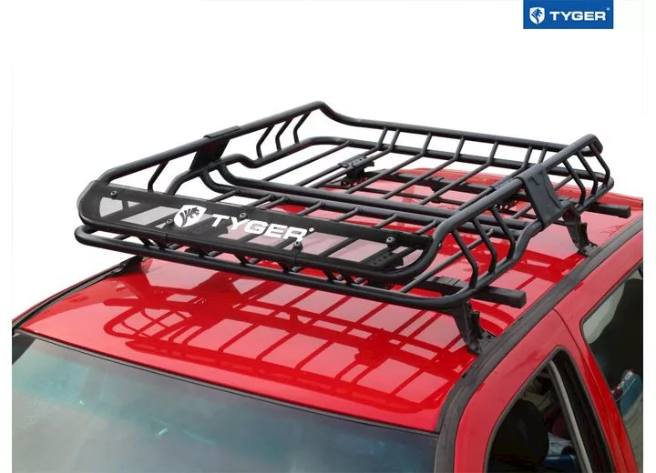 Tyger Auto Heavy duty roof mounted cargo basket rack l47in x w37in x h6in w/wind fairing