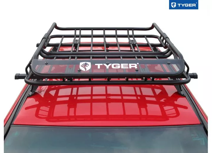 Tyger Auto Heavy duty roof mounted cargo basket rack l47in x w37in x h6in w/wind fairing