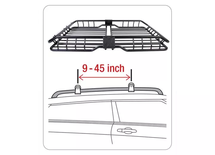 Tyger Auto Heavy duty roof mounted cargo basket rack l57.5in x w41.7in x h6.3in w/wind fairing