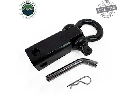 Overland Vehicle Systems Receiver mount recovery shackle 3/4in 4.75 ton w/dual hole black & pin & clip Main Image