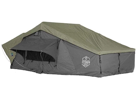 Overland Vehicle Systems N3E NOMADIC 3 EXTENDED ROOF TOP TENT GRAY BODY GREEN RAINFLY