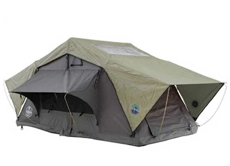 Overland Vehicle Systems N2s nomadic 2 standard roof top tent gray body green rainfly Main Image