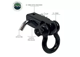 Overland Vehicle Systems Receiver mount recovery shackle 3/4in 4.75 ton w/dual hole black & pin & clip