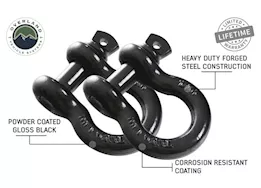 Overland Vehicle Systems Recovery shackle 3/4in 4.75 ton black - sold in pairs