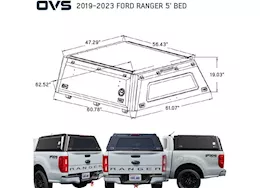 Overland Vehicle Systems 24-c ford ranger 5ft bed expedition-truck cap w/full wing drs/frt&rear windows/3