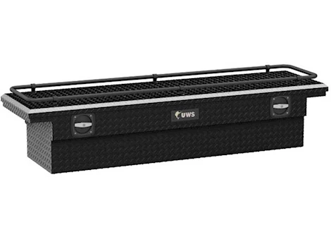 UWS/United Welding Services Gloss blk aluminum 72in secure lock crossover truck tool box, low profile, rail Main Image