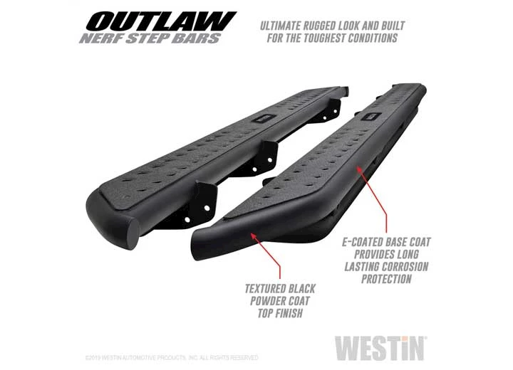 Westin Automotive 09-18 ram 1500/10-23 2500/3500 crew cab outlaw nerf step bumpers textured black Main Image