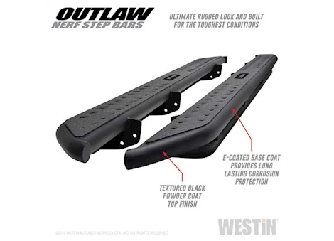 Westin Automotive 15-23 f150/17-23 f250/f350 super duty super crew textured black outlaw nerf step bars Main Image