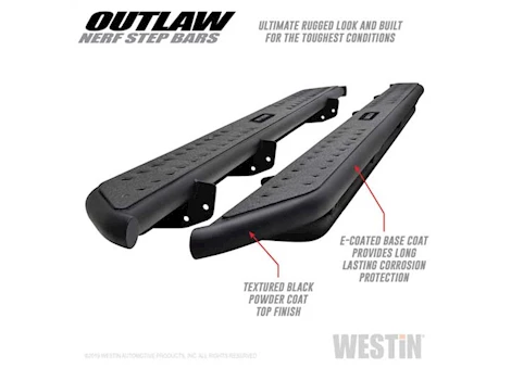 Westin Automotive 19-C SILVERADO/SIERRA 1500/20-C SILV/SIERRA 2500/3500 CREW CAB TEXTURED BLACK OUTLAW NERF STEP BARS