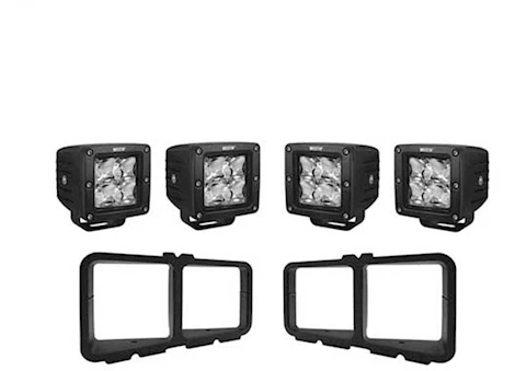 Westin Automotive SQUARE LED LIGHT KIT FOR OUTLAW FRONT BUMPERS INCL 4 HYPERQ LED LIGHTS & 2 BRACKETS TEXT BLK