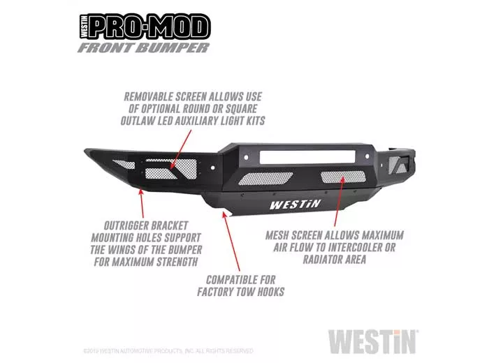 Westin Automotive 19-c ranger pro-mod front bumper textured black