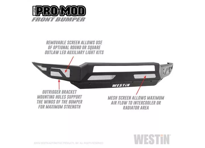 Westin Automotive 19-22 silverado 1500 textured black pro-mod front bumper