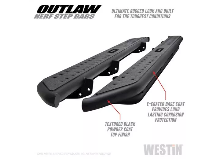 Westin Automotive 09-18 ram 1500/10-23 2500/3500 crew cab outlaw nerf step bumpers textured black