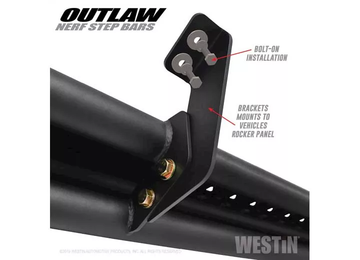 Westin Automotive 09-18 ram 1500/10-23 2500/3500 crew cab outlaw nerf step bumpers textured black