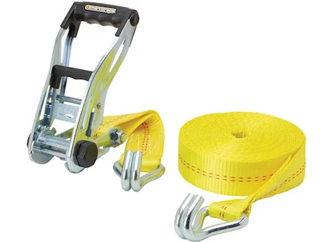 Winston Products - SmartStraps/CargoSmart/TowSmart 2IN X 27FT 10,000LB COMMERCIAL RATCHET X TIE DOWN W/DOUBLE J HOOKS 1 PK YELLOW