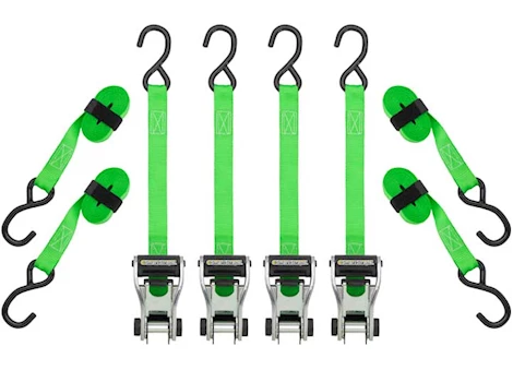 Winston Products - SmartStraps/CargoSmart/TowSmart 14ft 1500lb ratchetx ratchet tie down 4 pk green Main Image