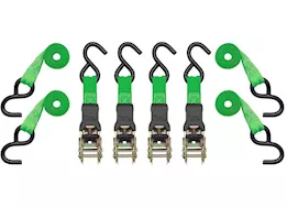 Winston Products - SmartStraps/CargoSmart/TowSmart 10ft 1500lb padded ratchet tie down 4 pk green