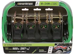 Winston Products - SmartStraps/CargoSmart/TowSmart 10ft 1500lb padded ratchet tie down 4 pk green
