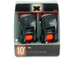 Winston Products - SmartStraps/CargoSmart/TowSmart 10in 3000lb carbon x ratchet tie down-orange,2pk