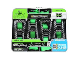 Winston Products - SmartStraps/CargoSmart/TowSmart 14ft 1500lb carbonx ratchet tie down 4 pk green