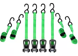 Winston Products - SmartStraps/CargoSmart/TowSmart 14ft 1500lb carbonx ratchet tie down 4 pk green