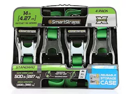 Winston Products - SmartStraps/CargoSmart/TowSmart 14ft 1500lb ratchetx ratchet tie down 4 pk green