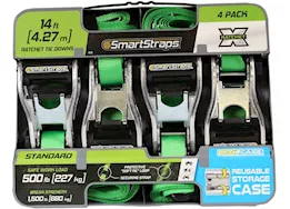 Winston Products - SmartStraps/CargoSmart/TowSmart 14ft 1500lb ratchetx ratchet tie down 4 pk green