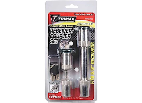 Trimax Locks TRIMAX SS 5/8 RECEIVER LOCK & COUPLER LOCK 9/16 ST