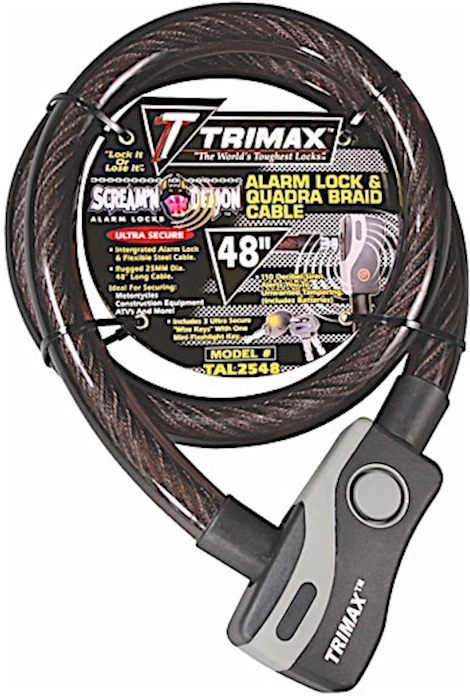 Trimax Locks Trimax-alarm lock & quadra-braid cable 25mm cable x 48in length Main Image