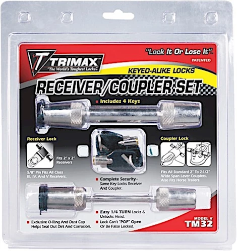 Trimax Locks 5/8 RECEIVER LOCK KEYED ALIKE 2.5 SPAN COUPLER LOC