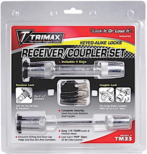 Trimax Locks 5/8 receiver & span coupler lock set keyed alike Main Image