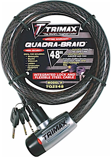 Trimax Locks TRIMAFLEX INTEGRATED KEYED CABLE LOCK 48in(L) X 25MM